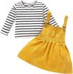 fall/winter toddler girl overall outfits with long sleeve stripe top and braces skirt - infant girl's clothing set logo