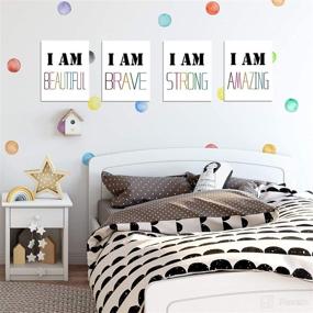 img 2 attached to 🌈 Cheerful Rainbow Motivational Wall Art Set for Girls' Room Décor: 4pcs Colorful 8"x10" Paint Framed Inspirational Phrases - Perfect for Nurseries and Bedrooms