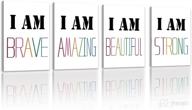 🌈 cheerful rainbow motivational wall art set for girls' room décor: 4pcs colorful 8"x10" paint framed inspirational phrases - perfect for nurseries and bedrooms логотип