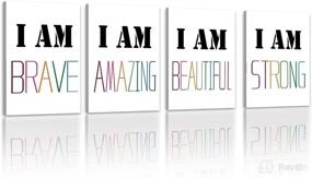 img 4 attached to 🌈 Cheerful Rainbow Motivational Wall Art Set for Girls' Room Décor: 4pcs Colorful 8"x10" Paint Framed Inspirational Phrases - Perfect for Nurseries and Bedrooms