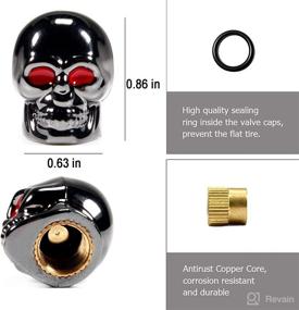 img 2 attached to ✨ Dsycar Funny Valve Caps in Cool Skull Style for Cars, Trucks, Bikes, Motorcycles - 4pcs/Box (Gun Grey)
