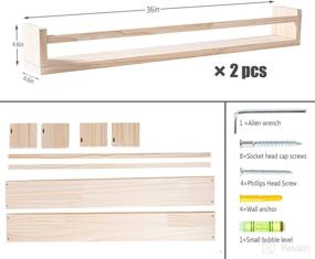 img 1 attached to Set of 2 Wooden Nursery Book Shelves - 36-Inch Natural Wood Wall Bookshelves for Kids and Babies - Floating Bookshelves for Wall Decor, Toy Storage, Photo Display - Versatile Organizer for Bathroom, Living Room - Customizable with Dye Option