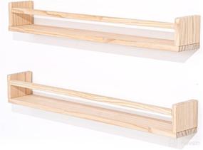 img 4 attached to Set of 2 Wooden Nursery Book Shelves - 36-Inch Natural Wood Wall Bookshelves for Kids and Babies - Floating Bookshelves for Wall Decor, Toy Storage, Photo Display - Versatile Organizer for Bathroom, Living Room - Customizable with Dye Option