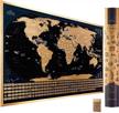 deluxe scratch off world map with flags and us states - perfect art poster for travelers! logo