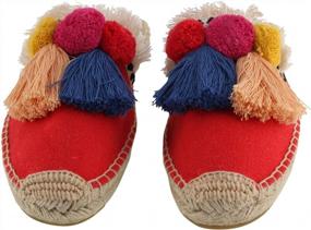 img 3 attached to U-Lite Women'S Comfort Red Tassel & Fluffy Ball Embellishment Canvas Mule Shoes Espadrilles