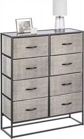 img 4 attached to Margo Collection 8-Drawer Dresser Storage Unit, Sturdy Steel Frame Wood Top, Easy-Pull Handles/Fabric Bins Organizer For Bedroom Hallway Entryway Closet - Black/Dark Gray