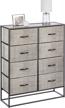 margo collection 8-drawer dresser storage unit, sturdy steel frame wood top, easy-pull handles/fabric bins organizer for bedroom hallway entryway closet - black/dark gray logo