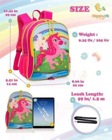 img 1 attached to HappyVk Unicorn Design Backpack with Leash: Anti Lost Walking Toddler Leash for Girls 1-4 Years Old
