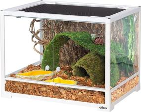 img 3 attached to 🦎 OIIBO 34 Gallon Reptile Tank: Front Opening Terrarium for Bearded Dragon, Lizard, Gecko, Snake | 24&#34; x 18&#34; x 18&#34; | Perfect Reptile Glass Enclosure for Pet Reptiles, Amphibians