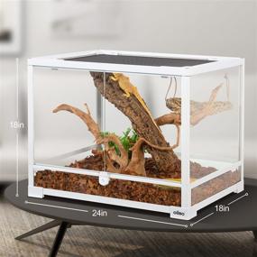 img 2 attached to 🦎 OIIBO 34 Gallon Reptile Tank: Front Opening Terrarium for Bearded Dragon, Lizard, Gecko, Snake | 24&#34; x 18&#34; x 18&#34; | Perfect Reptile Glass Enclosure for Pet Reptiles, Amphibians
