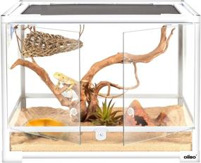 img 4 attached to 🦎 OIIBO 34 Gallon Reptile Tank: Front Opening Terrarium for Bearded Dragon, Lizard, Gecko, Snake | 24&#34; x 18&#34; x 18&#34; | Perfect Reptile Glass Enclosure for Pet Reptiles, Amphibians