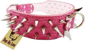 img 1 attached to 🐶 Stylish and Edgy: 19"-23" Pink Faux Croc Leather Spiked Dog Collar - 2" Wide with 40 Large Spikes