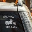 look twice save motorcycle decal logo