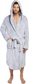 img 4 attached to PAVILIA Mens Hooded Fleece Robe, Bathrobe For Men With Hood, Plush Warm Spa Long Robe