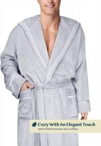 img 2 attached to PAVILIA Mens Hooded Fleece Robe, Bathrobe For Men With Hood, Plush Warm Spa Long Robe