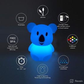 img 2 attached to Koala Night Light for Kids: Silicone Bedside Lamp with Adjustable Brightness & Color, Time Setting, and Remote Control