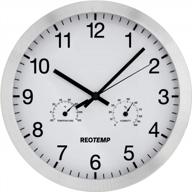 🕒 reotemp 12" wall clock: accurate time, temperature, and humidity readings in sleek brushed metal logo