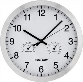 img 3 attached to 🕒 REOTEMP 12" Wall Clock: Accurate Time, Temperature, and Humidity Readings in Sleek Brushed Metal