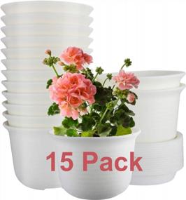 img 4 attached to Set Of 15 ZOUTOG 6-Inch Plastic Plant Pots With Drainage Holes And Trays - Ideal For Indoor Plants, Color: White (Plants Not Included)