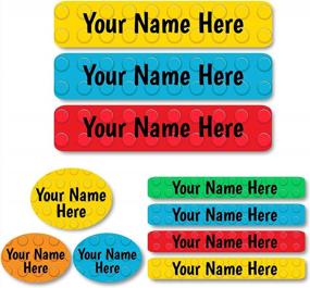 img 4 attached to Lovable Labels Personalized Labels For Kids (85 Labels/Pack) - 3 Label Sizes Waterproof Dishwasher Safe Peel & Stick Labels For School Supplies Daycare Camp Clothing Bottles (Building Blocks)