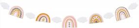 img 4 attached to Vibrant Rainbow Nursery Decor: Boho Wall Hanging Banner With White Clouds And Rope For Baby Shower Theme Party.