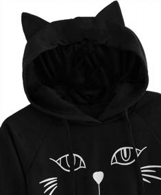 img 3 attached to Feline Chic: SweatyRocks Women'S Long Sleeve Hoodie Crop Top With Cat Print
