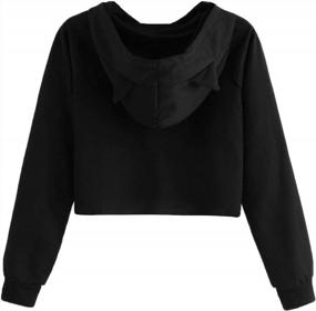img 2 attached to Feline Chic: SweatyRocks Women'S Long Sleeve Hoodie Crop Top With Cat Print