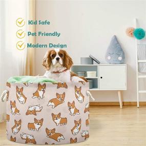 img 2 attached to Cute and Functional Corgi Dog Storage Basket - Canvas Fabric Organizer Bin for Kid Rooms, Playroom, Shelves, and Toy Storage