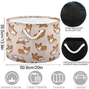 img 3 attached to Cute and Functional Corgi Dog Storage Basket - Canvas Fabric Organizer Bin for Kid Rooms, Playroom, Shelves, and Toy Storage