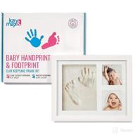kay&amp;max baby handprint &amp; footprint kit sale - premium no mold and non toxic clay with keepsake wood picture frame box logo