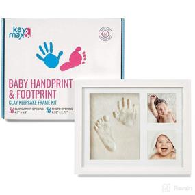 img 4 attached to Kay&amp;Max Baby Handprint &amp; Footprint Kit Sale - Premium No Mold and Non Toxic Clay with Keepsake Wood Picture Frame Box