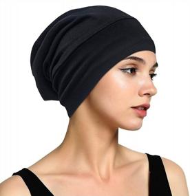img 3 attached to Регулируемая атласная шапочка для сна для вьющихся волос - мешковатая шапочка для ночного сна