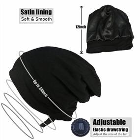 img 2 attached to Регулируемая атласная шапочка для сна для вьющихся волос - мешковатая шапочка для ночного сна