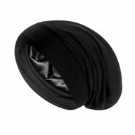 adjustable satin bonnet sleep cap for curly hair - slouchy beanie night sleeping hat cover logo