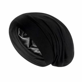 img 4 attached to Adjustable Satin Bonnet Sleep Cap For Curly Hair - Slouchy Beanie Night Sleeping Hat Cover