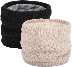 img 4 attached to Stay Warm in Style with Epeius Winter Knitted Infinity Children Girls' Accessories