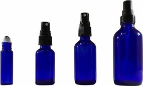 img 2 attached to 2Oz Amber Boston Cobalt Blue Round Glass Medicine Bottle 6Pack - Reusable For Essential Oils, Scents, Travel, Perfume Kitchen, Bath, Cooking Labs Laundry Cosmetic By Katzco