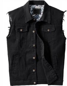 img 4 attached to Stylish And Timeless: JYG Men'S Classic Denim Vest With Trucker-Style Buttons And Sleeveless Design