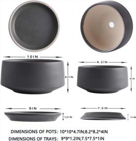 img 3 attached to Set Of 2 Modern Matte Grey Ceramic Planters With Drainage Hole And Saucer For Indoor Bonsai And House Plants