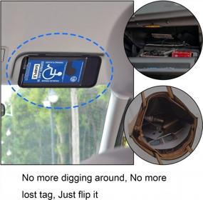 img 2 attached to Black Handicap Placard Holder For Car Sun Visor - Wisdompro Disabled Parking Permit Sign Protector With Note Paper Slot, Pen Holder, And Elastic Strap For Auto