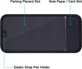 img 3 attached to Black Handicap Placard Holder For Car Sun Visor - Wisdompro Disabled Parking Permit Sign Protector With Note Paper Slot, Pen Holder, And Elastic Strap For Auto