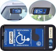 black handicap placard holder for car sun visor - wisdompro disabled parking permit sign protector with note paper slot, pen holder, and elastic strap for auto logo
