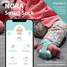img 3 attached to NORA Smart Sock Baby Monitor (2023 Standard): Birth to 3 Years, Heart Rate Alert, Sleep Position Alert, Temperature, Sleep Tracking, 30ft Bluetooth, iOS & Android-Compatible.