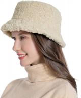 women's winter bucket hat - vintage faux fur wool fisherman cap for outdoor warmth logo