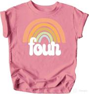 🌈 vibrant toddler girls 4th birthday outfits: set of four retro rainbow birthday shirts логотип