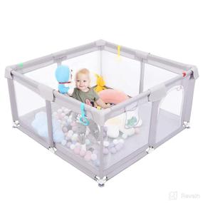 img 4 attached to 🏻 Baby Playpen: Safe Indoor & Outdoor Playard for Babies and Toddlers - 50'' x 50'' Activity Center Provides Moms with a Well-Deserved Break