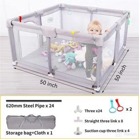 img 1 attached to 🏻 Baby Playpen: Safe Indoor & Outdoor Playard for Babies and Toddlers - 50'' x 50'' Activity Center Provides Moms with a Well-Deserved Break