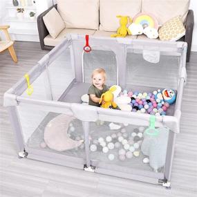 img 2 attached to 🏻 Baby Playpen: Safe Indoor & Outdoor Playard for Babies and Toddlers - 50'' x 50'' Activity Center Provides Moms with a Well-Deserved Break