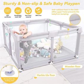 img 3 attached to 🏻 Baby Playpen: Safe Indoor & Outdoor Playard for Babies and Toddlers - 50'' x 50'' Activity Center Provides Moms with a Well-Deserved Break