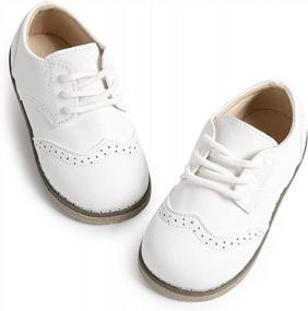 img 4 attached to 👞 Удобные замшевые затяжные туфли Оксфорд для маленьких девочек и мальчиков - идеальны для школьной формы и особых случаев (малыш/маленький ребенок)